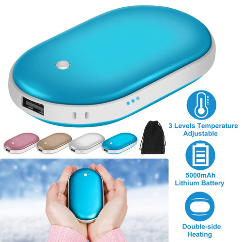 2-in-1 Portable Hand Warmer & 5000mAh Power Bank — Rechargeable Pocket Warmer